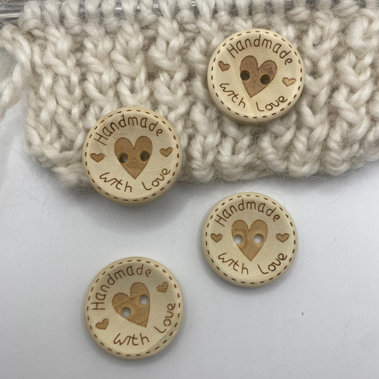 Wooden “Handmade With Love” Buttons set of 4