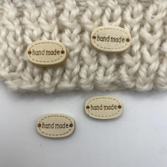 Wooden “Handmade” Button Tags set of 4