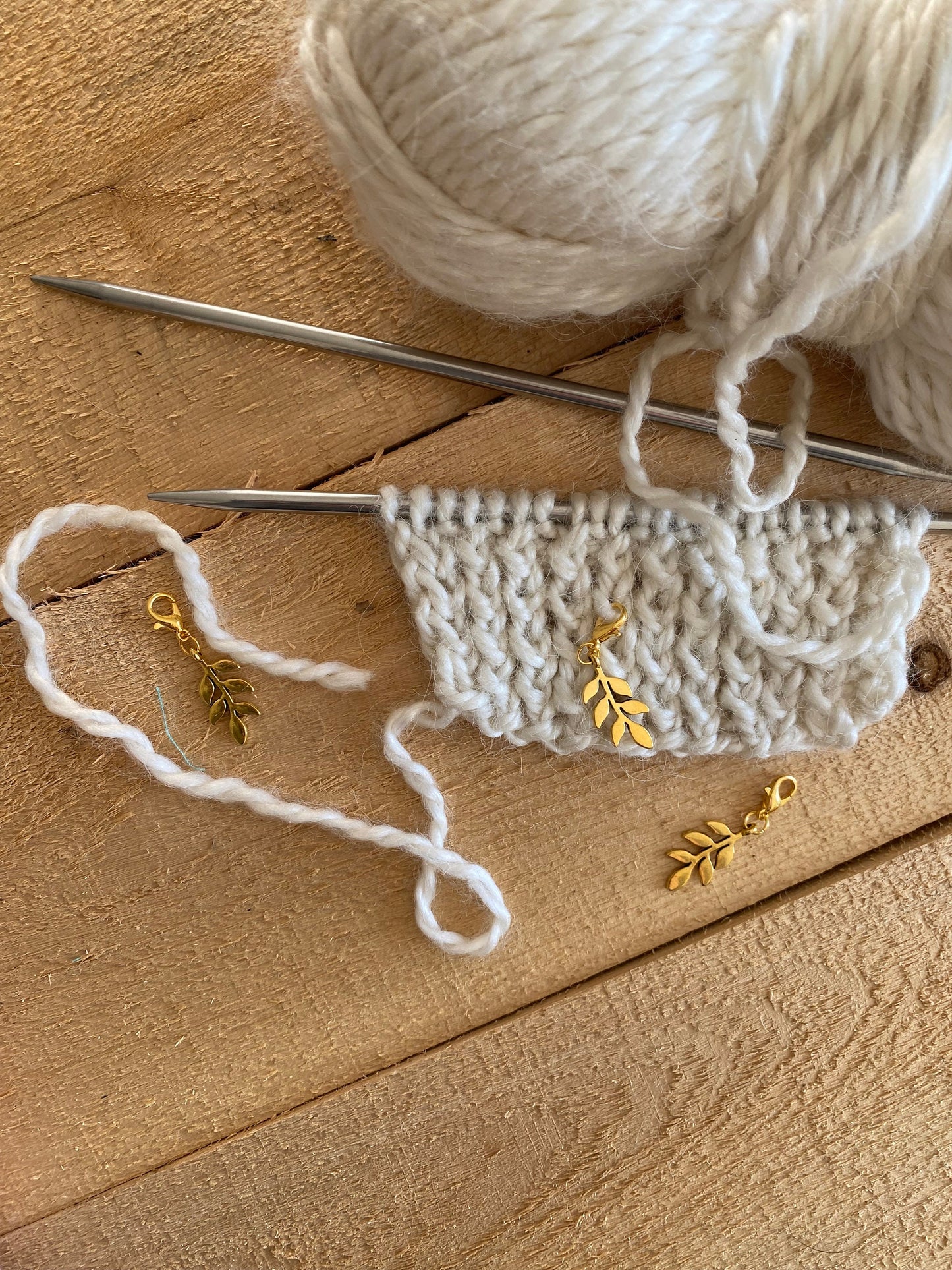 Golden Leaf Stitch Marker set of 3